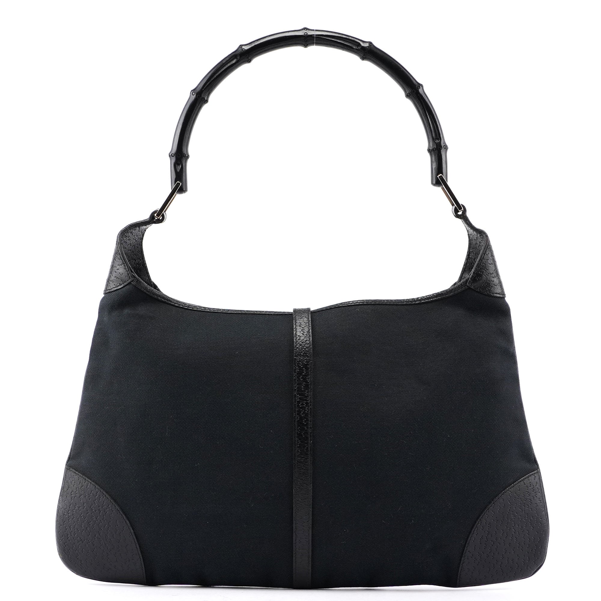 Gucci Black Canvas Jackie Bamboo Shoulder Bag