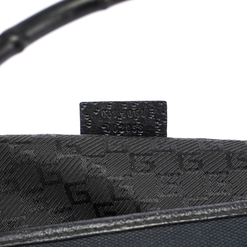 Gucci Black Canvas Jackie Bamboo Shoulder Bag