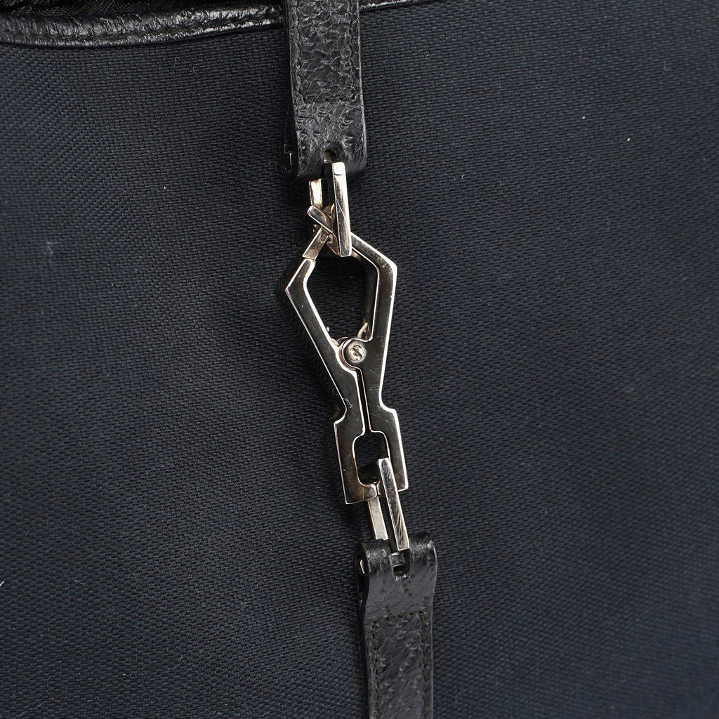 Gucci Black Canvas Jackie Bamboo Shoulder Bag