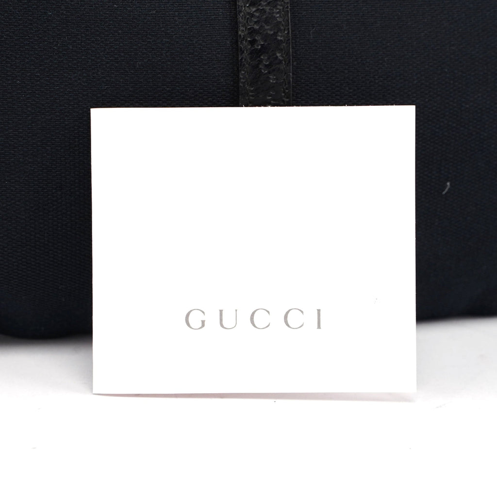 Gucci Black Canvas Jackie Bamboo Shoulder Bag