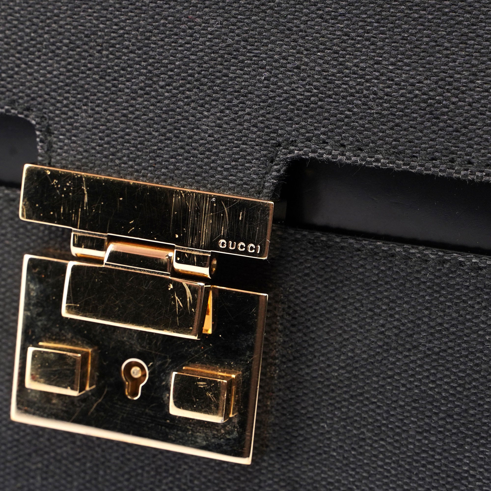 Gucci Black Canvas Keylock Shoulder Bag