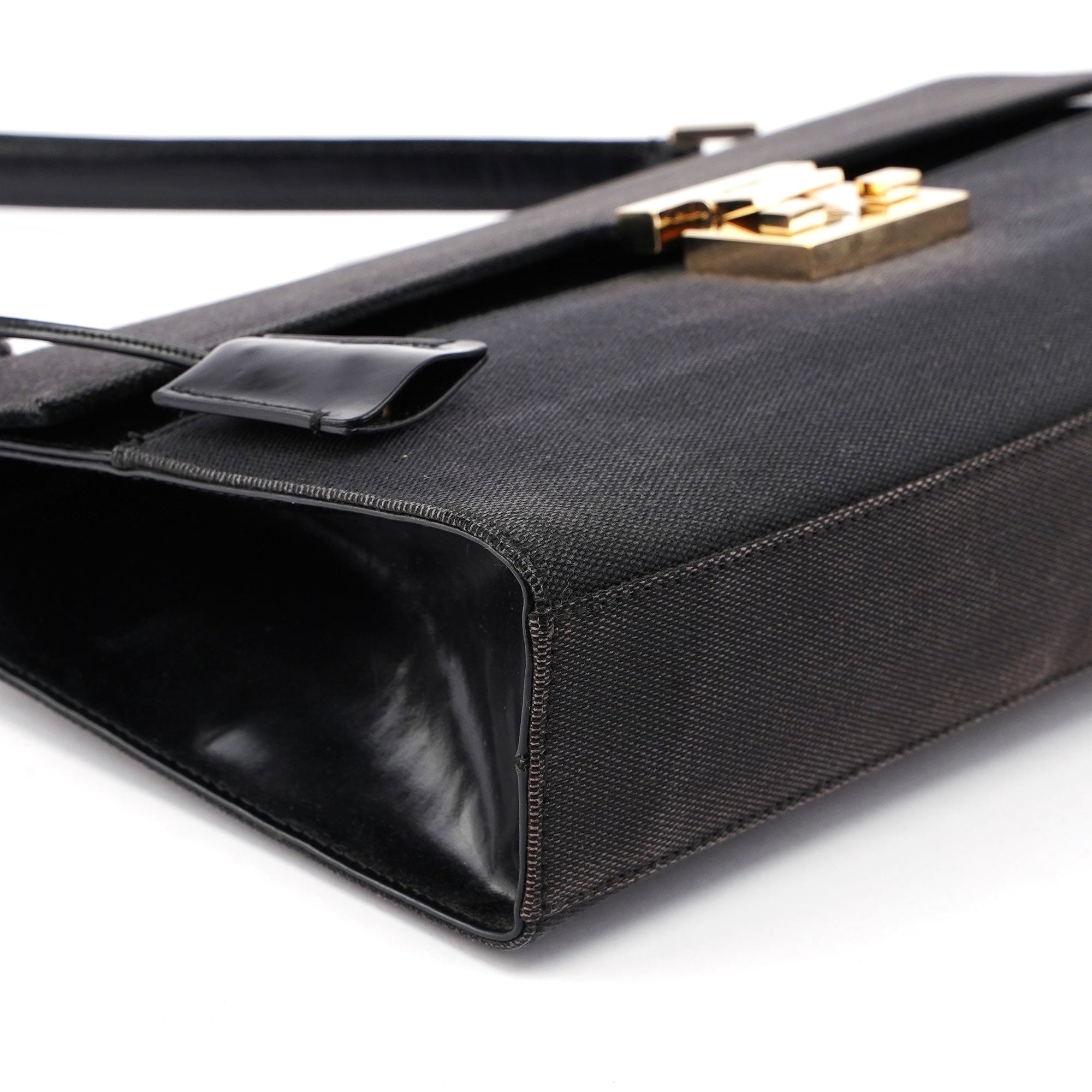 Gucci Black Canvas Keylock Shoulder Bag