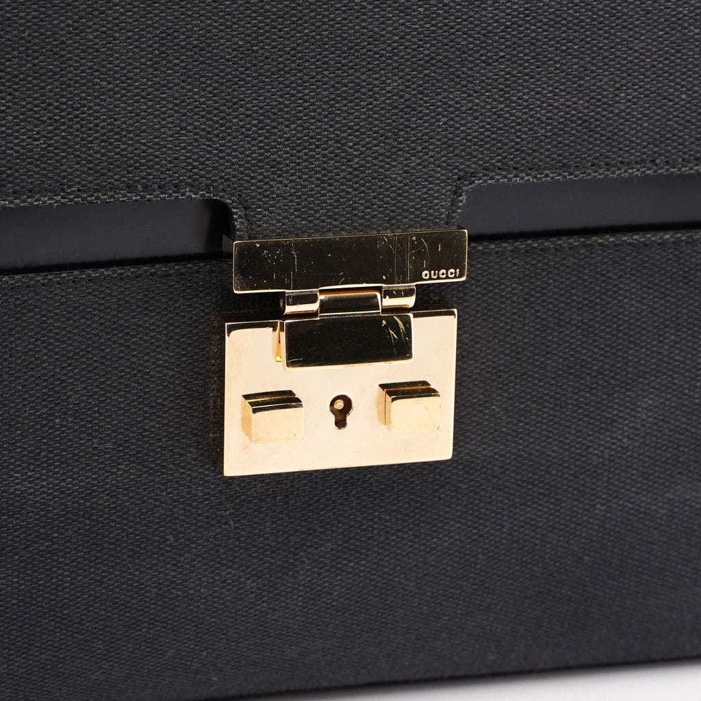 Gucci Black Canvas Keylock Shoulder Bag