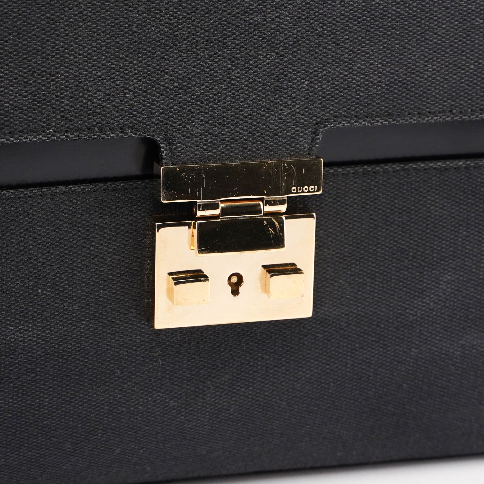 Gucci Black Canvas Keylock Shoulder Bag