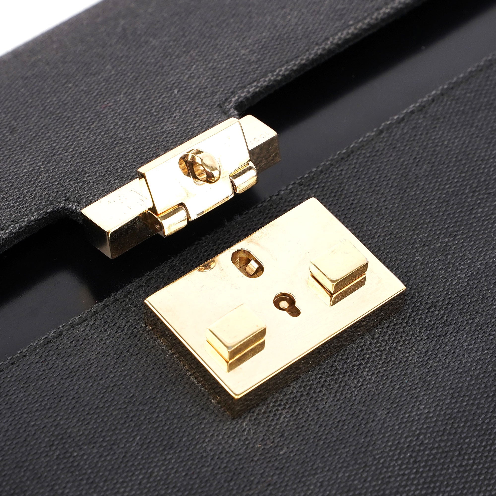 Gucci Black Canvas Keylock Shoulder Bag