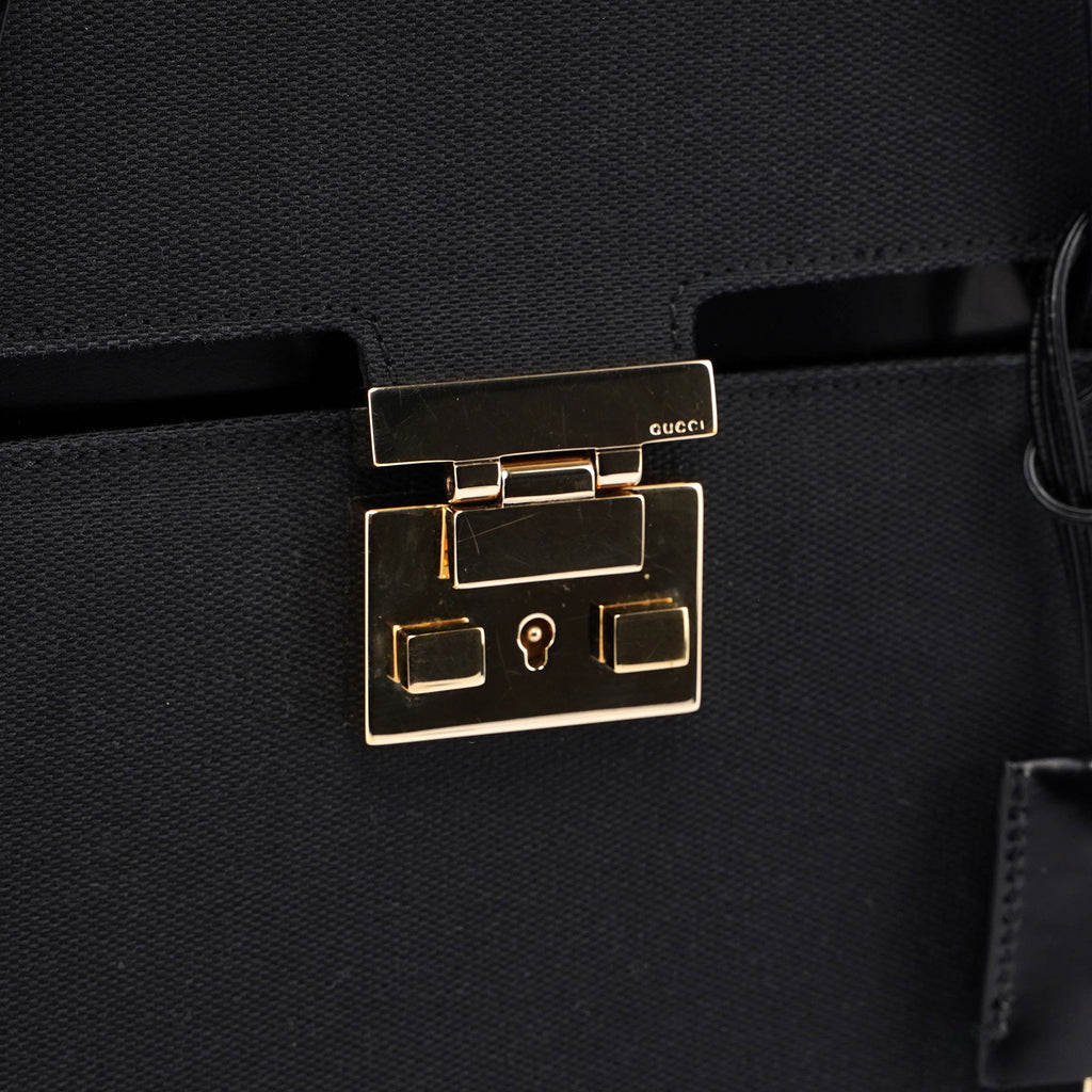 Gucci Black Canvas Keylock Tote