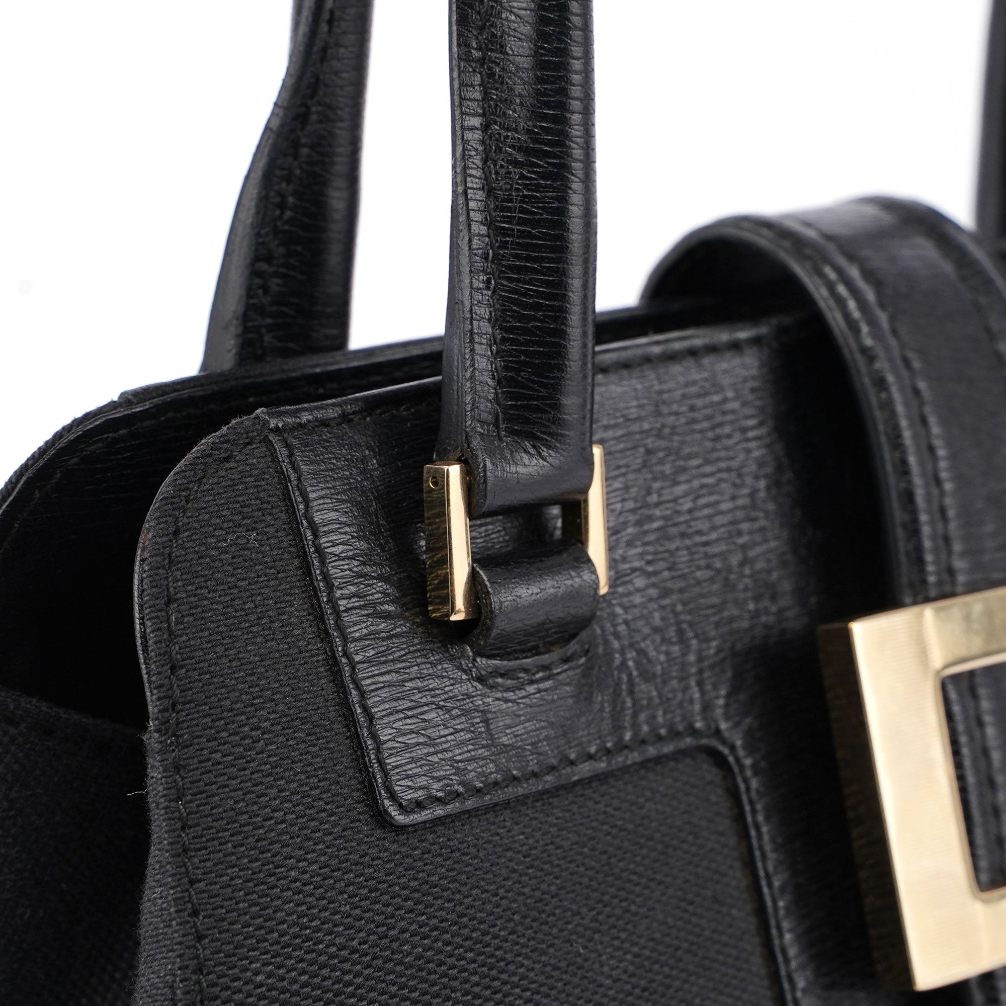 Gucci Black Canvas Square G Tote