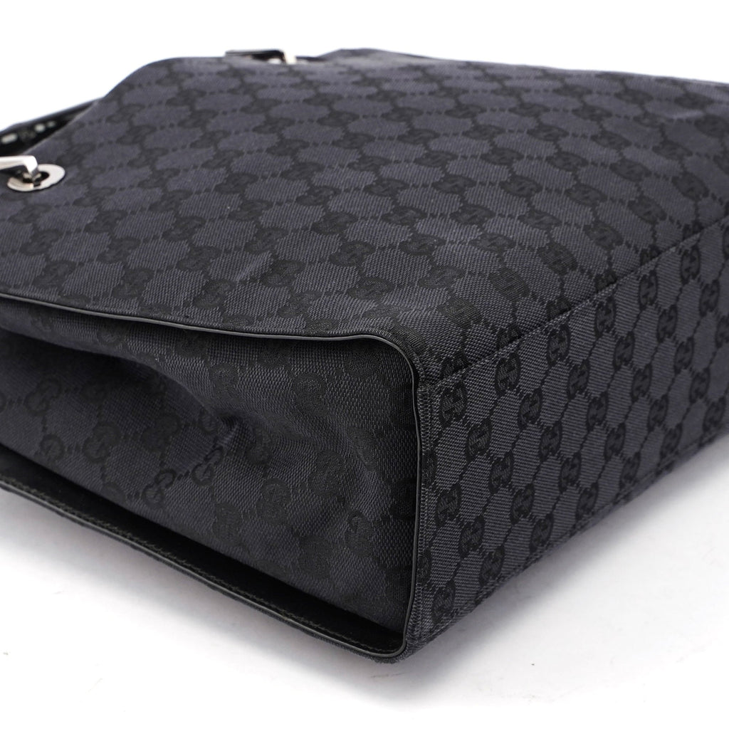 Gucci Black GG Canvas Bamboo Tote