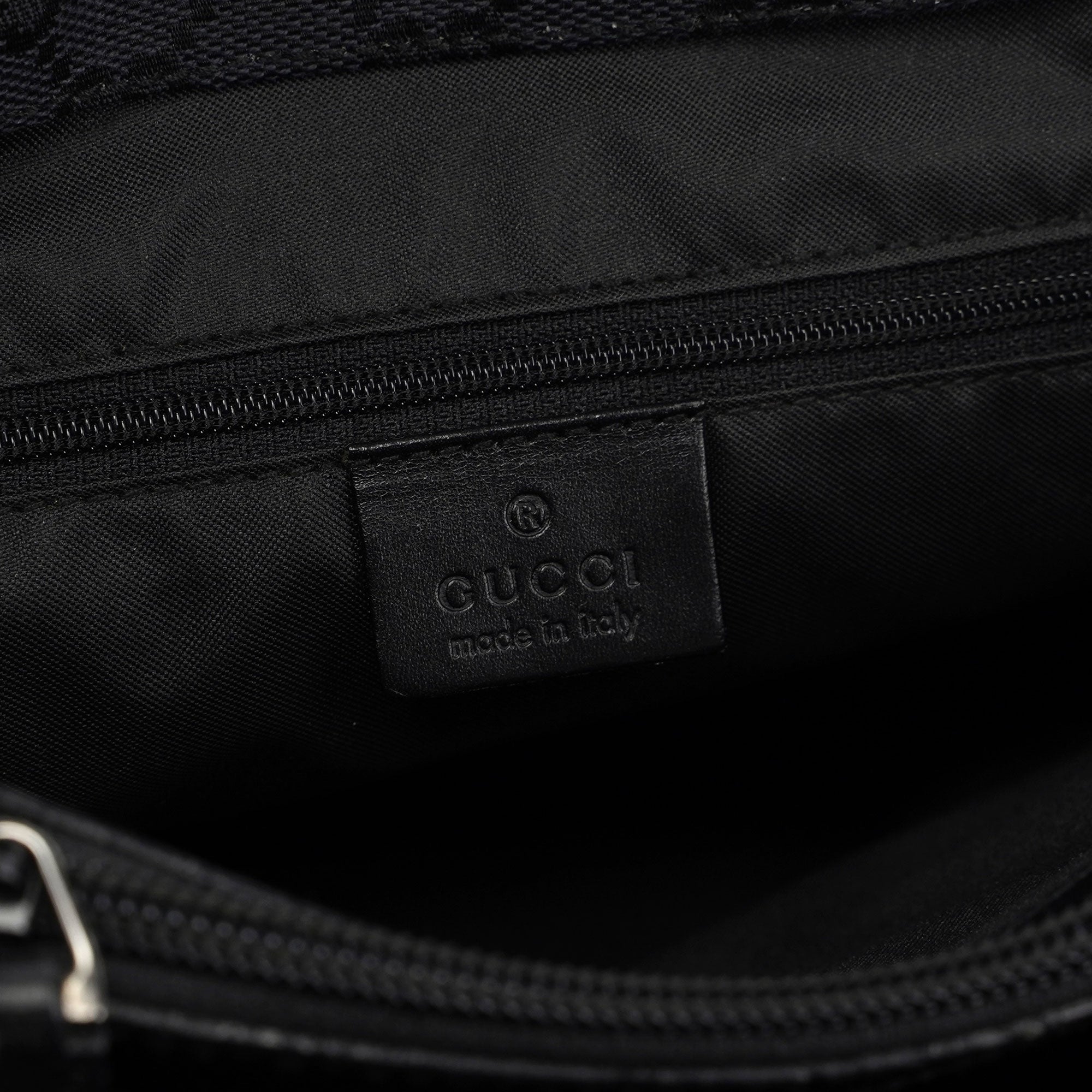 Gucci Black GG Canvas Bamboo Tote