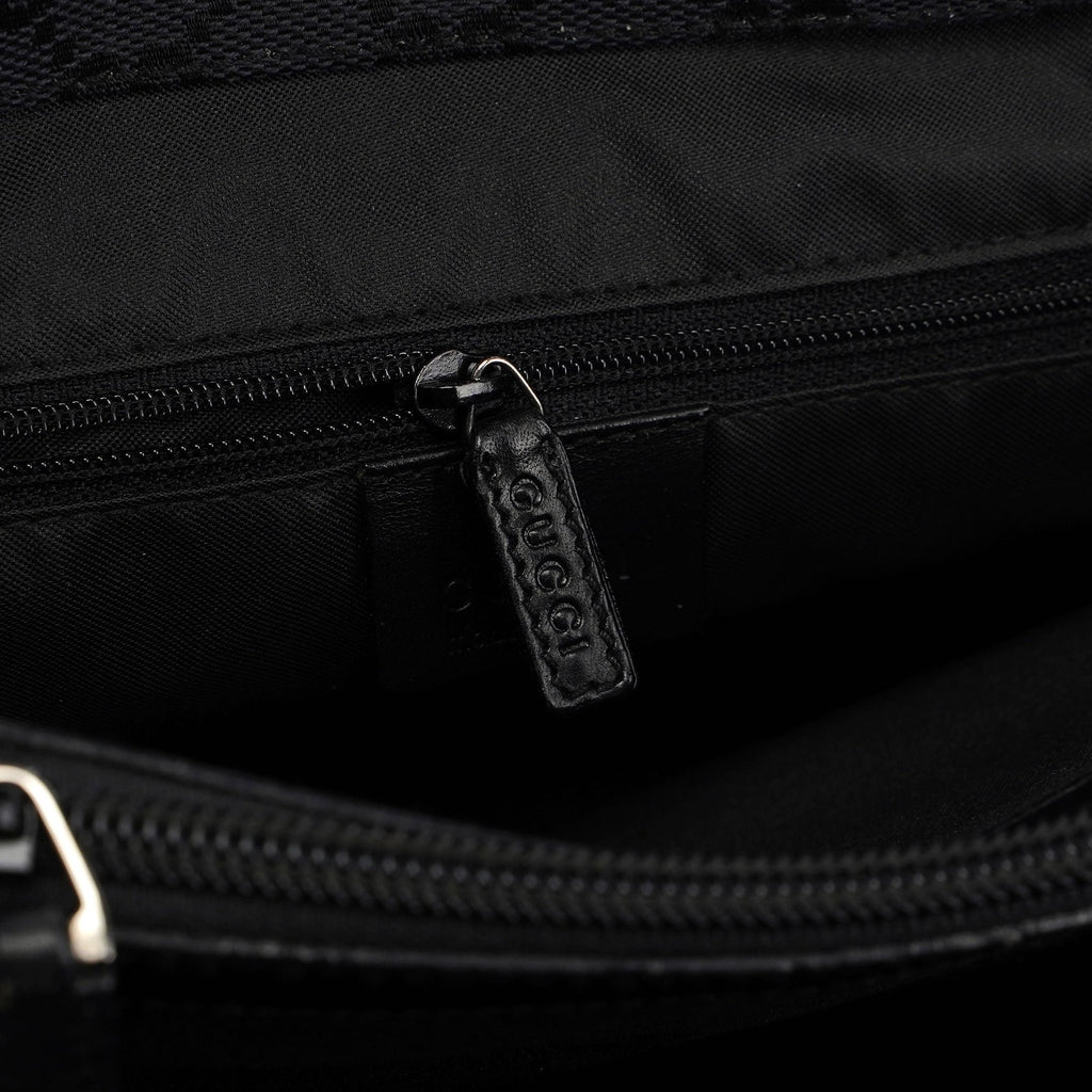 Gucci Black GG Canvas Bamboo Tote
