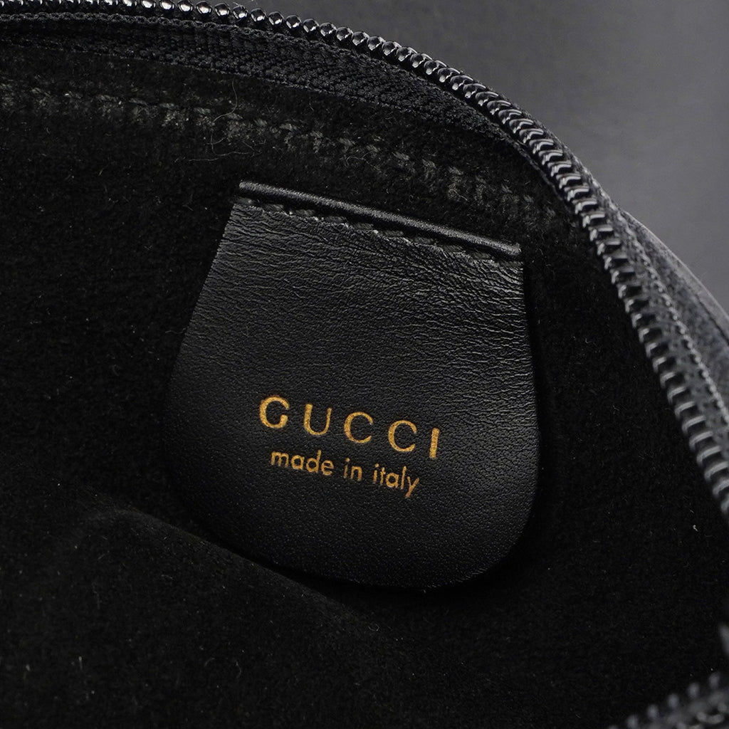 Gucci Black Leather Bamboo Hobo W/ Pouch