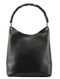 Gucci Black Leather Bamboo Hobo W/ Pouch