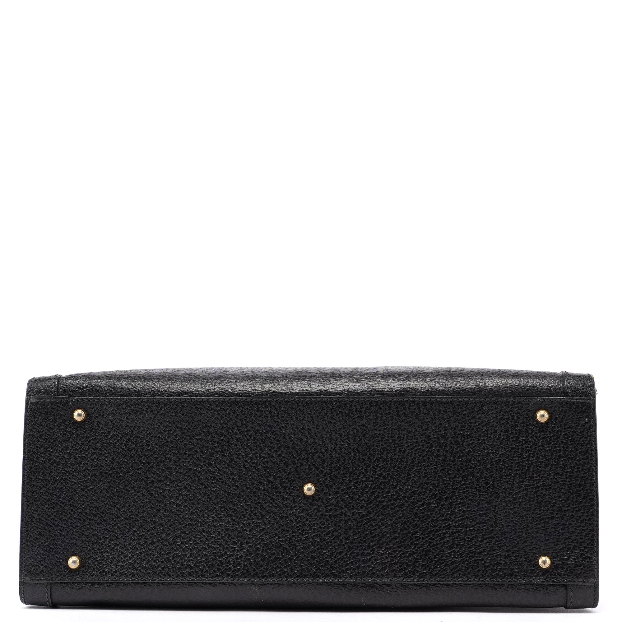 Gucci Black Leather Bamboo Tote