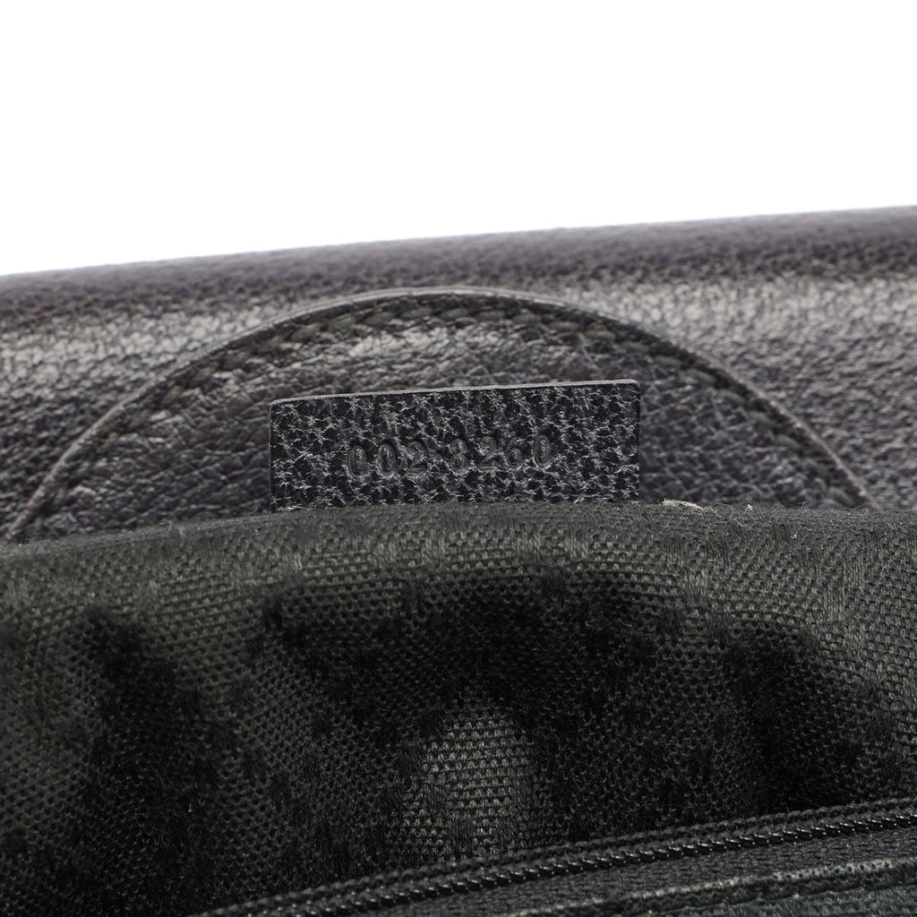 Gucci Black Leather Bamboo Tote