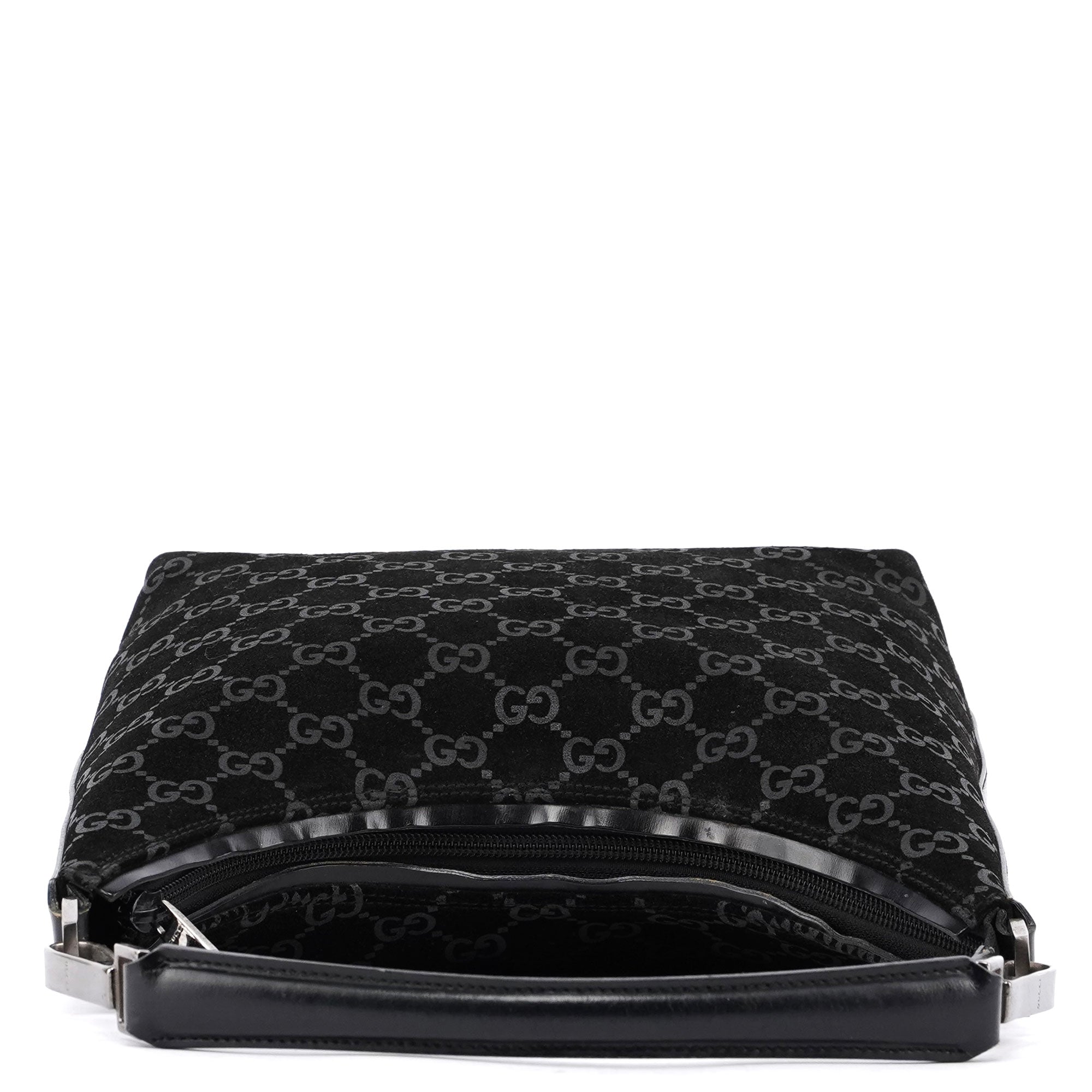 Gucci Black Suede GG Shoulder Bag