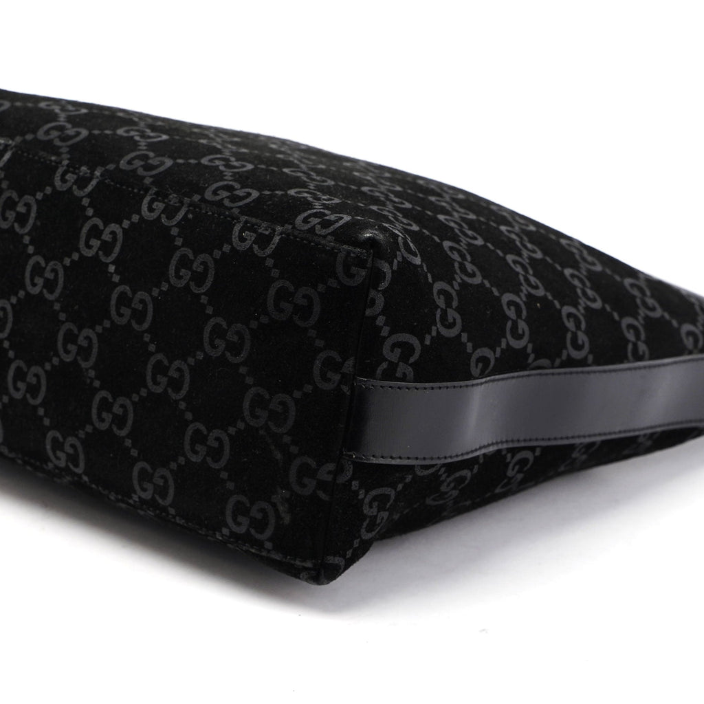 Gucci Black Suede GG Shoulder Bag