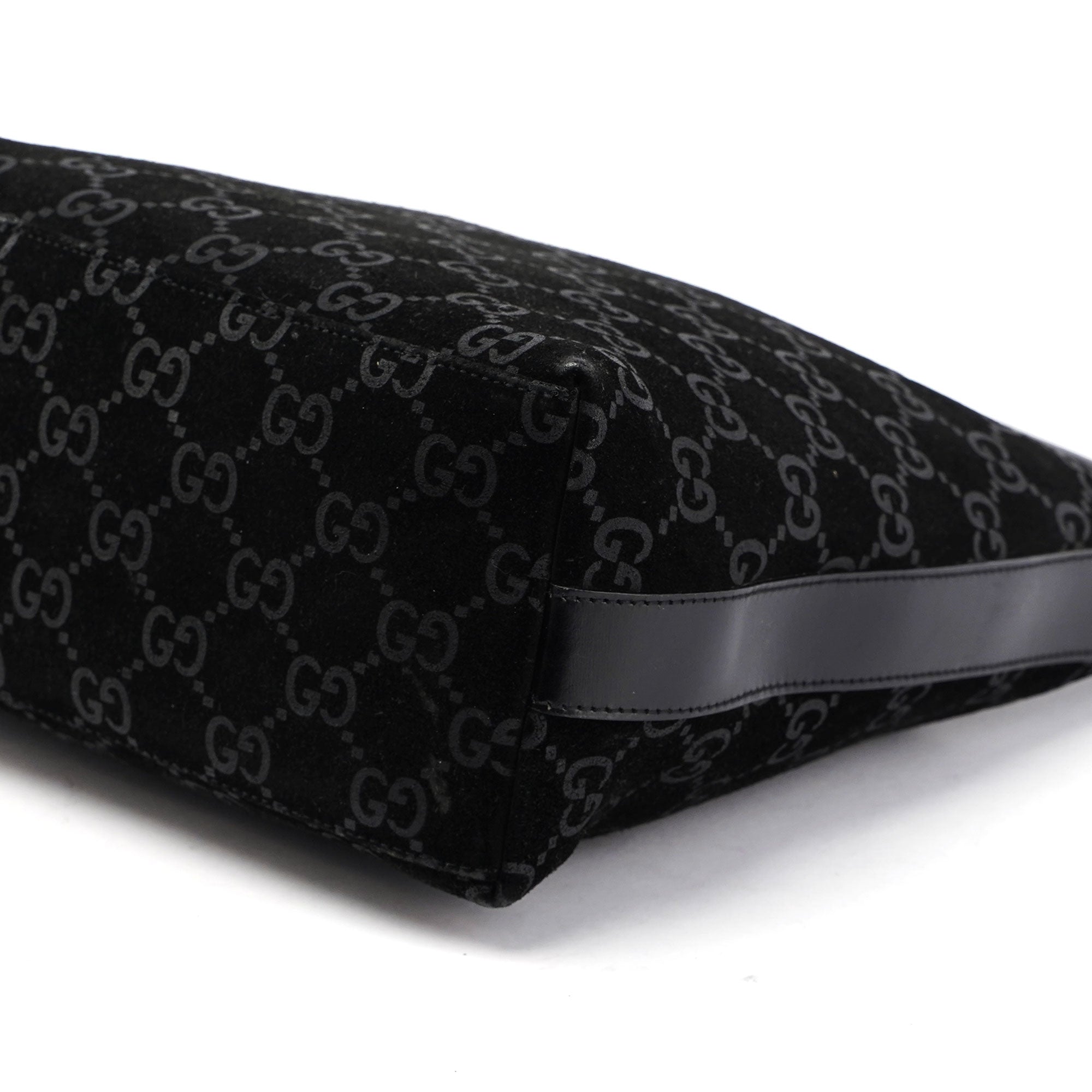 Gucci Black Suede GG Shoulder Bag