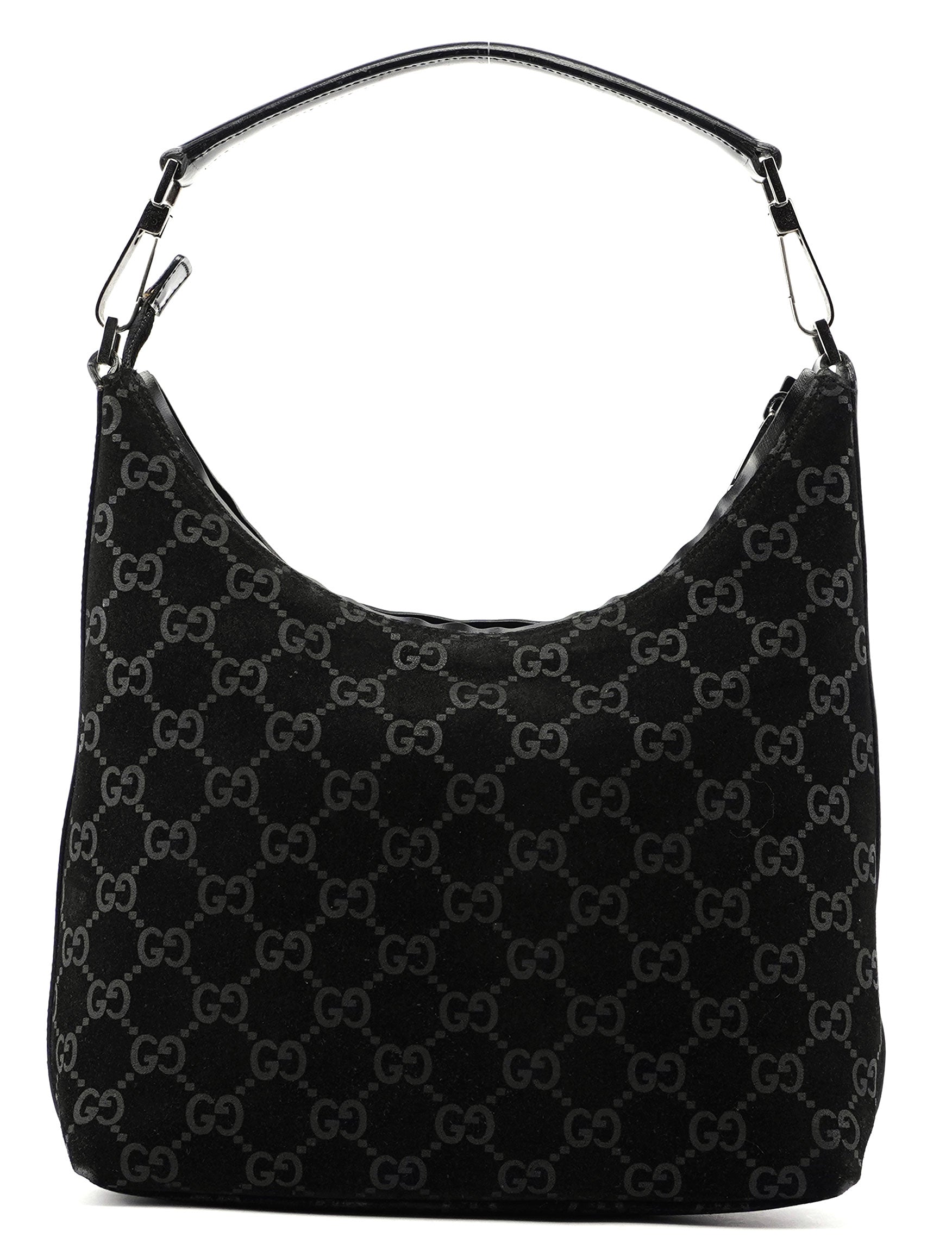 Gucci Black Suede GG Shoulder Bag