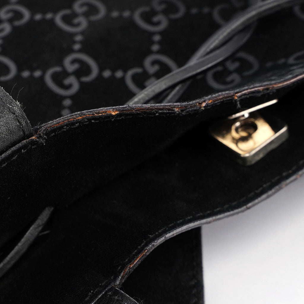 Gucci Black Suede GG tote