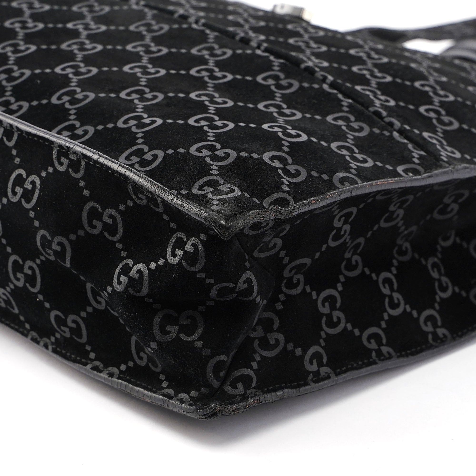 Gucci Black Suede GG tote