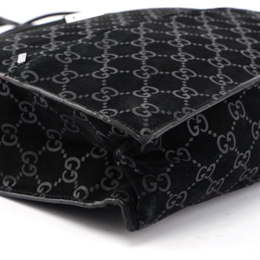 Gucci Black Suede GG tote