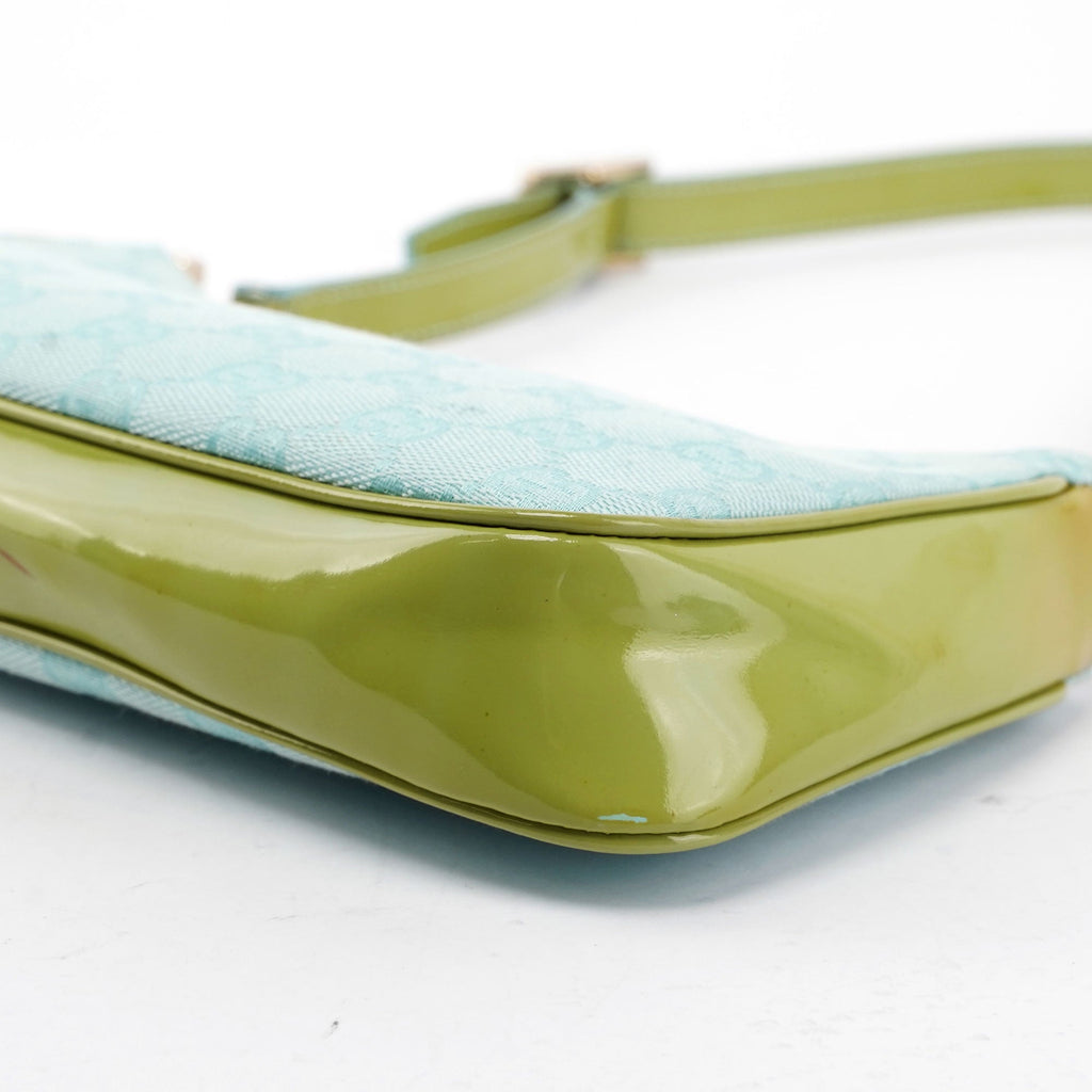 Gucci Light Blue Spazzolato GG Shoulder Bag