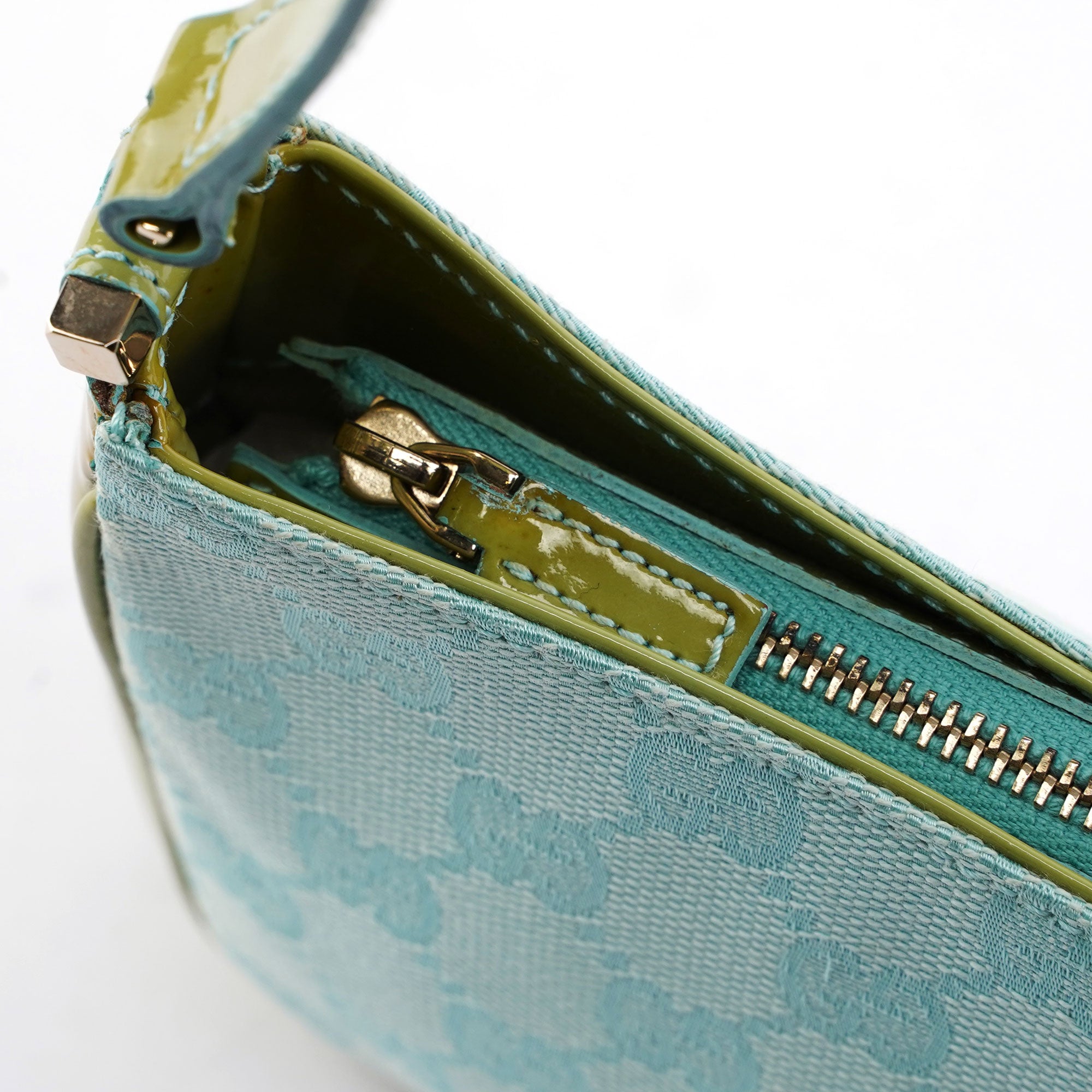 Gucci Light Blue Spazzolato GG Shoulder Bag