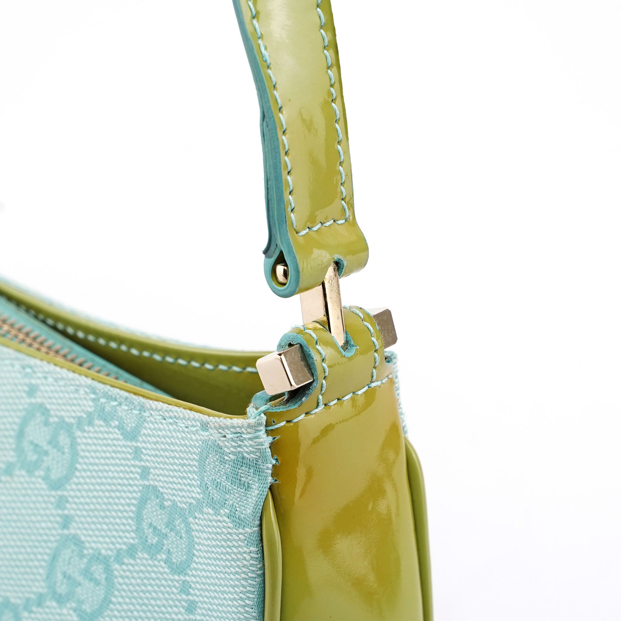 Gucci Light Blue Spazzolato GG Shoulder Bag