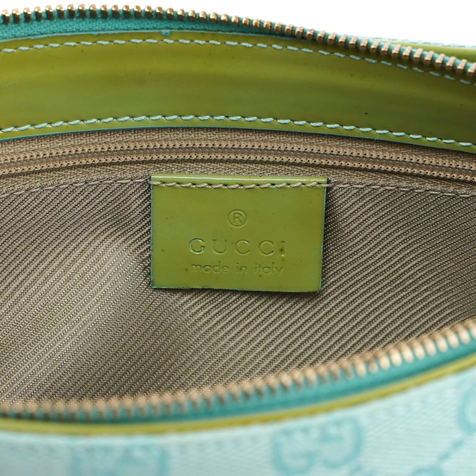 Gucci Light Blue Spazzolato GG Shoulder Bag