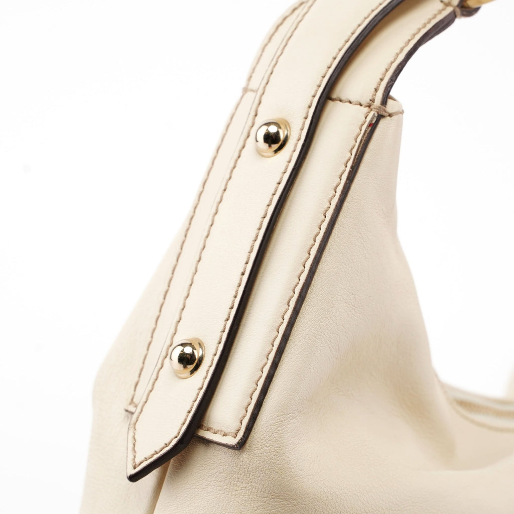 Gucci Off-White Leather Horsebit Shoulder Bag