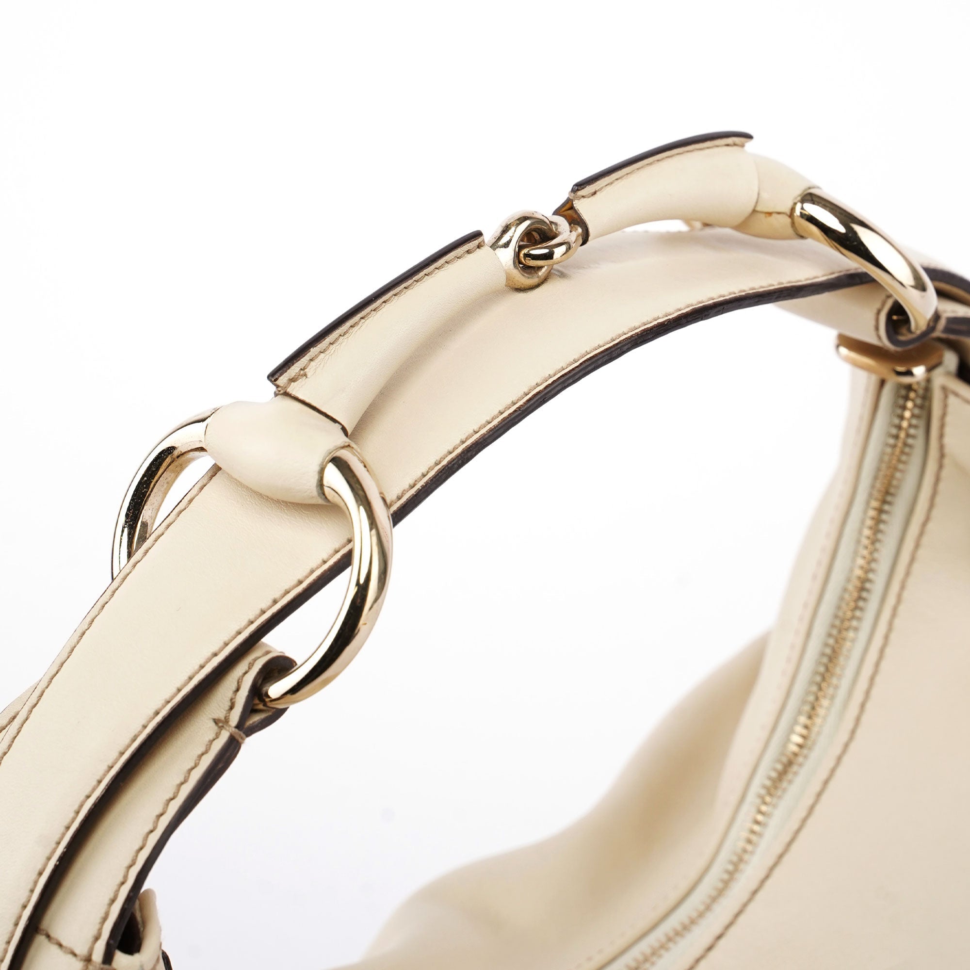 Gucci Off-White Leather Horsebit Shoulder Bag