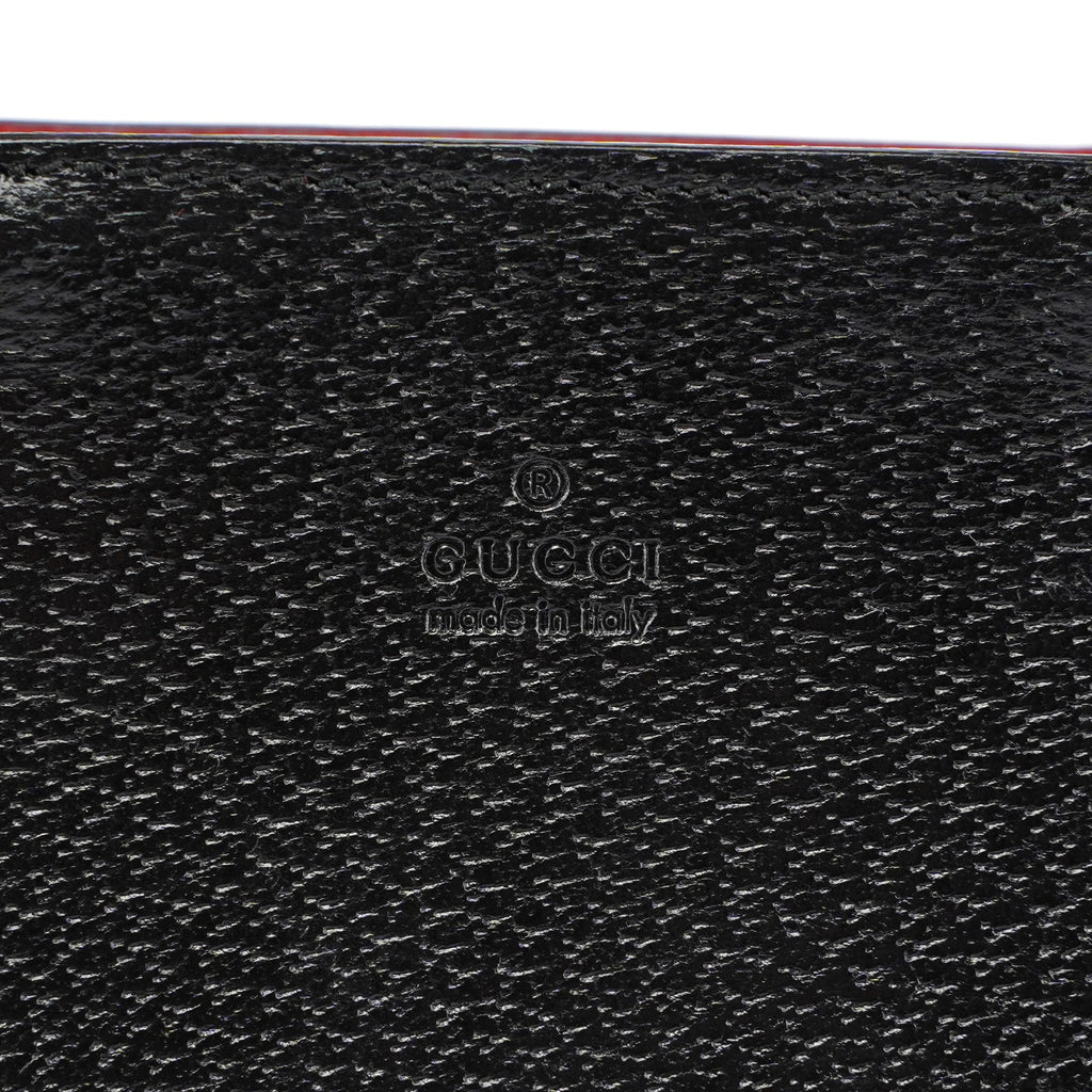 Guci Black Leather Bamboo Tote Red Int