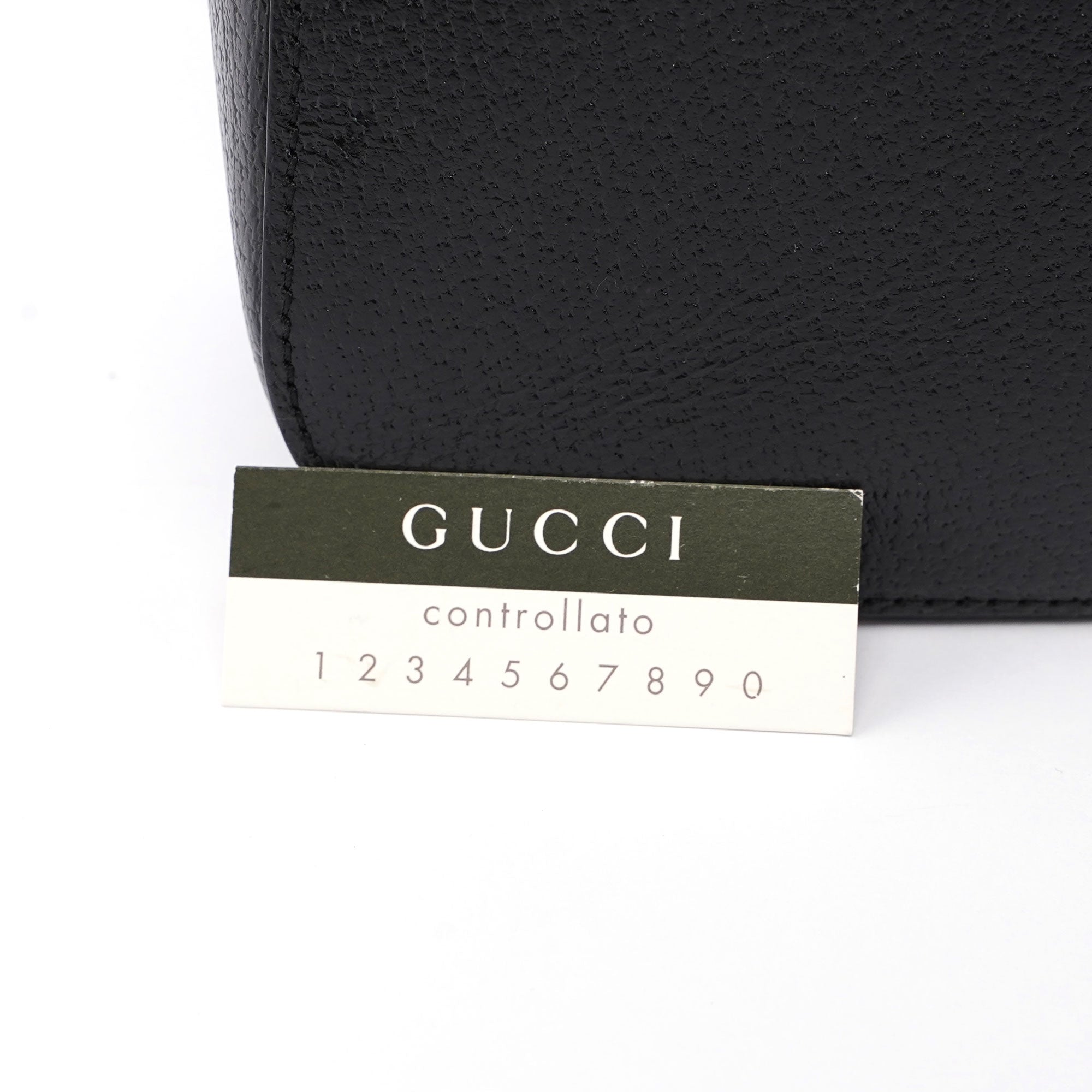 Guci Black Leather Bamboo Tote Red Int