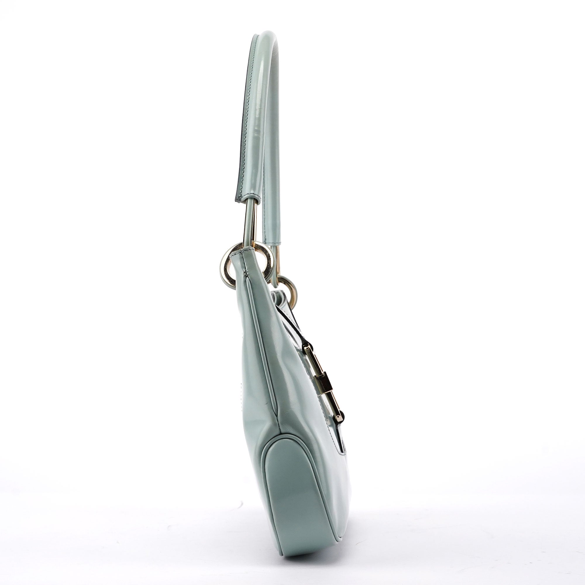 Light Blue Patent Leather Jackie Shoulder Bag