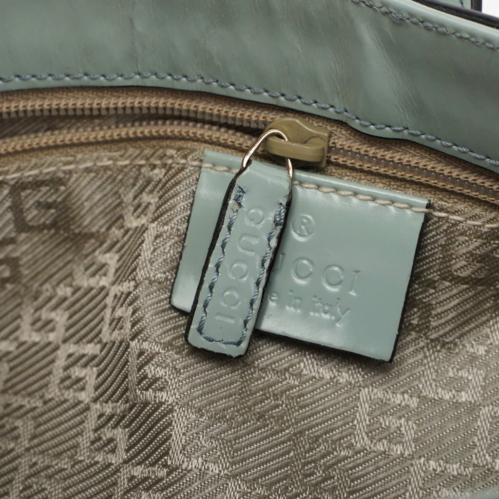 Light Blue Patent Leather Jackie Shoulder Bag