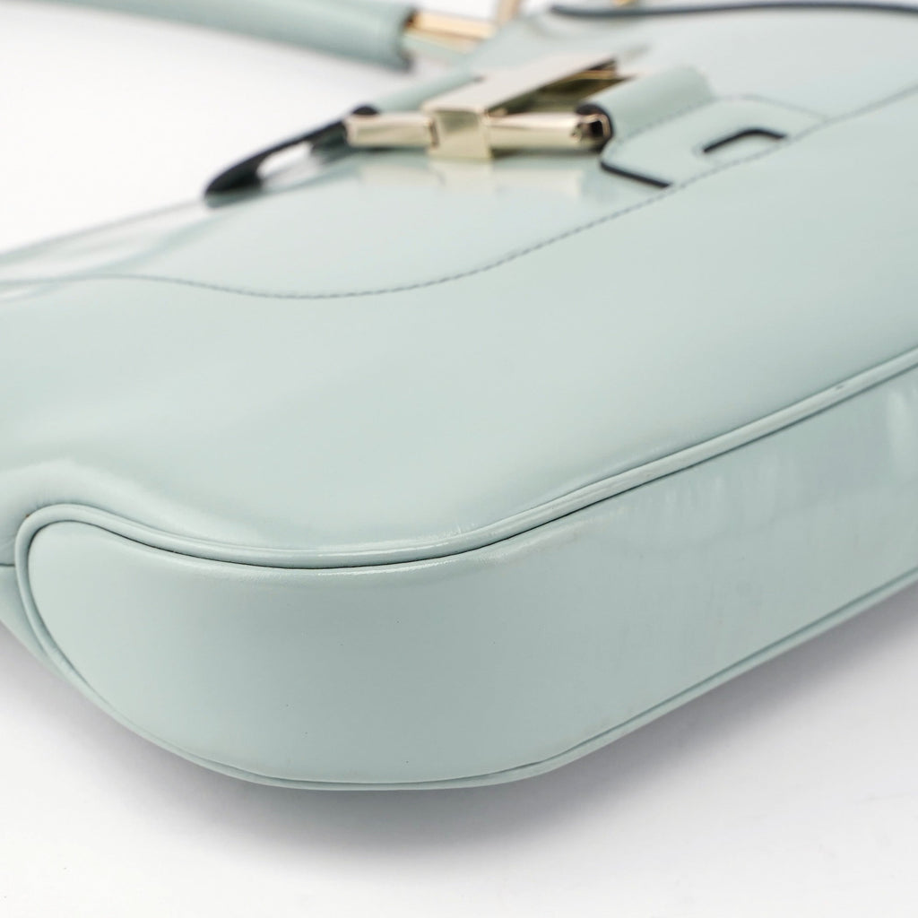 Light Blue Patent Leather Jackie Shoulder Bag