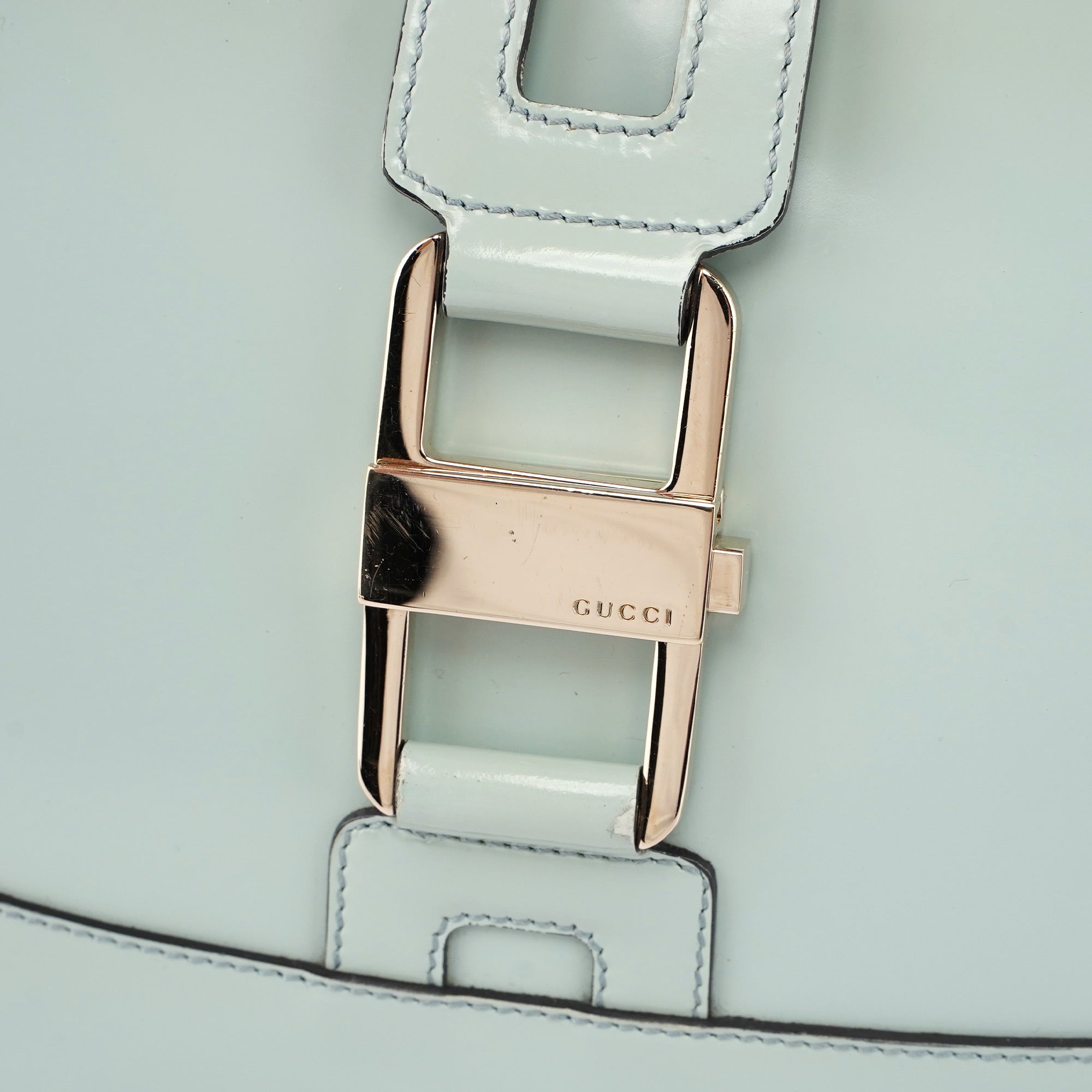 Light Blue Patent Leather Jackie Shoulder Bag