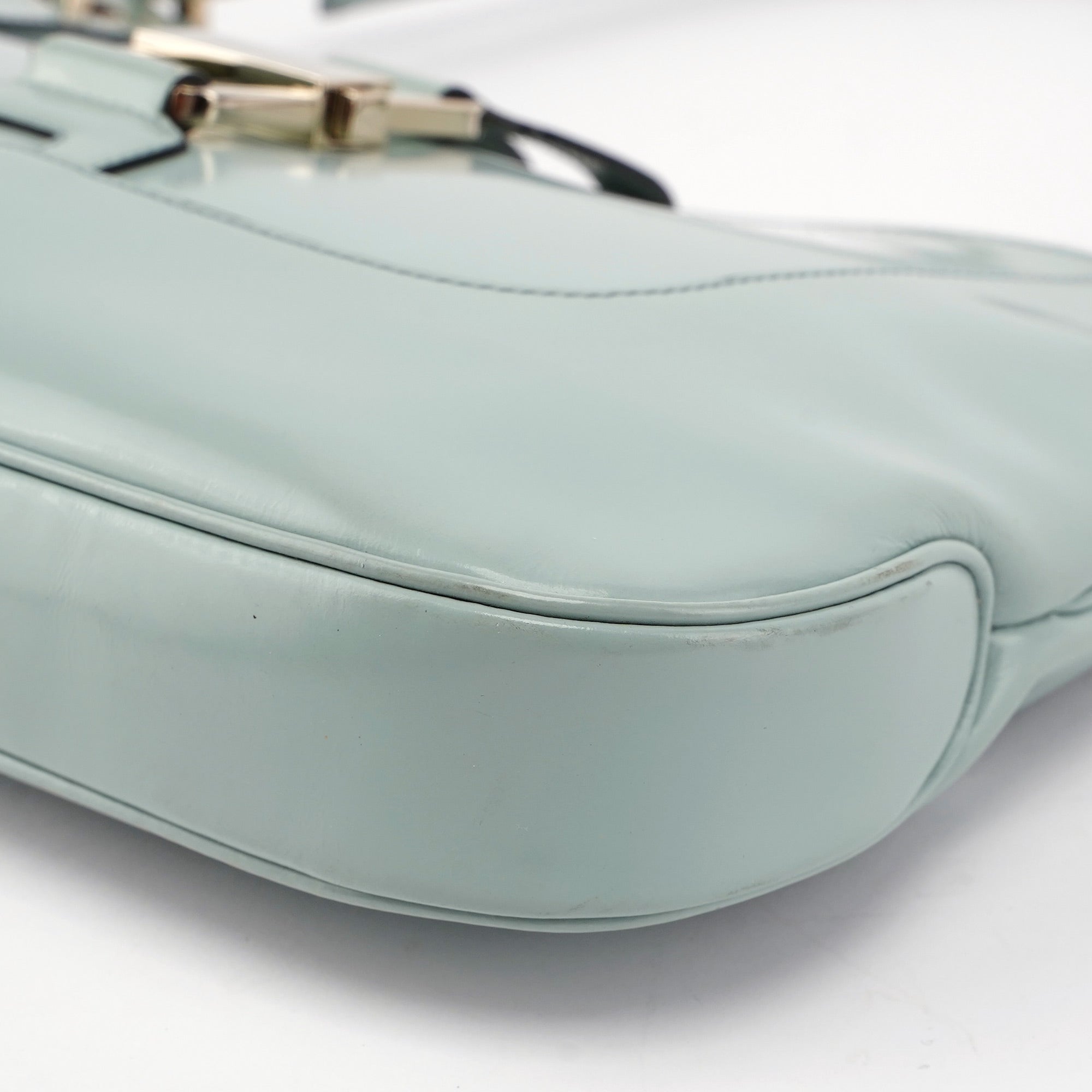 Light Blue Patent Leather Jackie Shoulder Bag