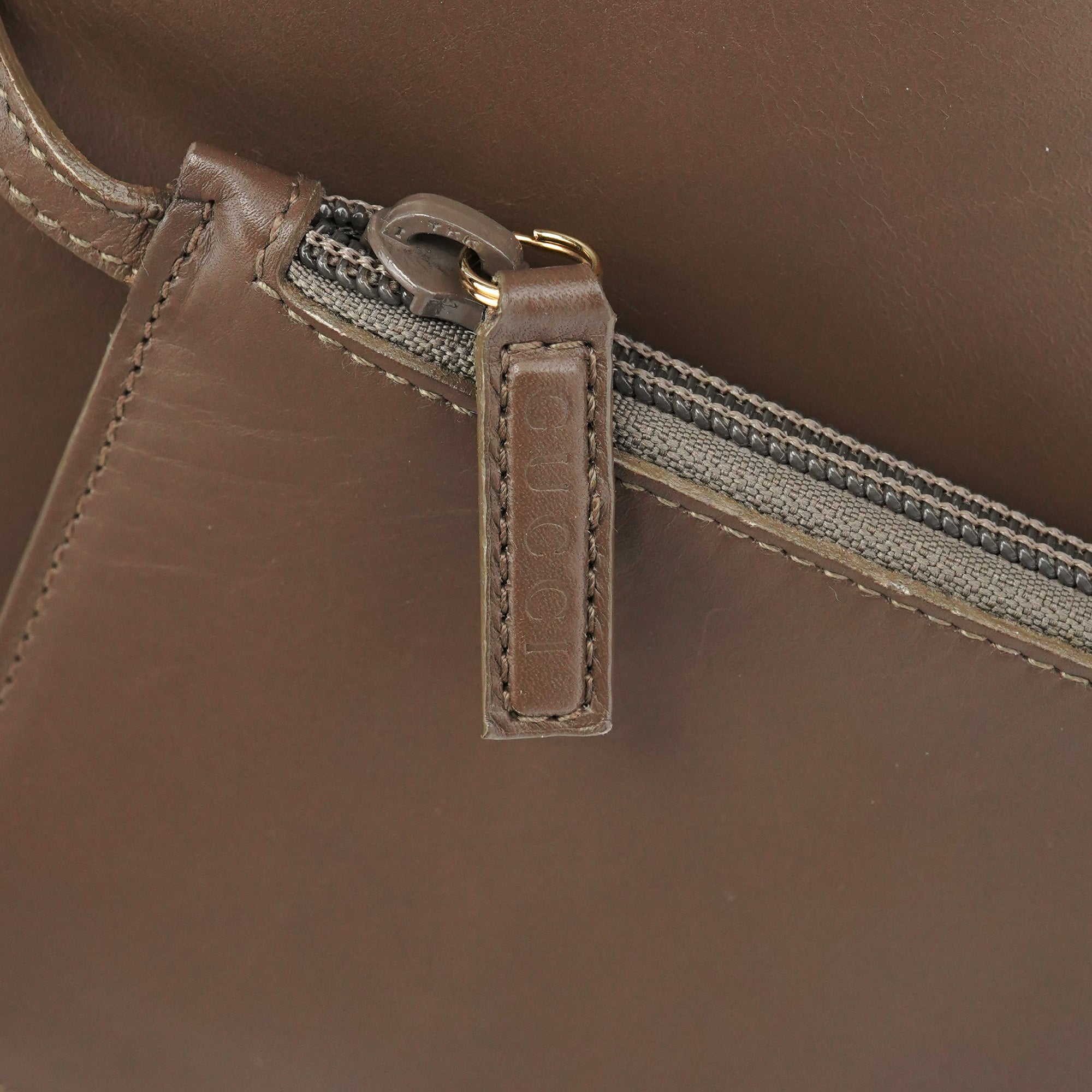 Light Brown Leather Bamboo Shoulder Bag