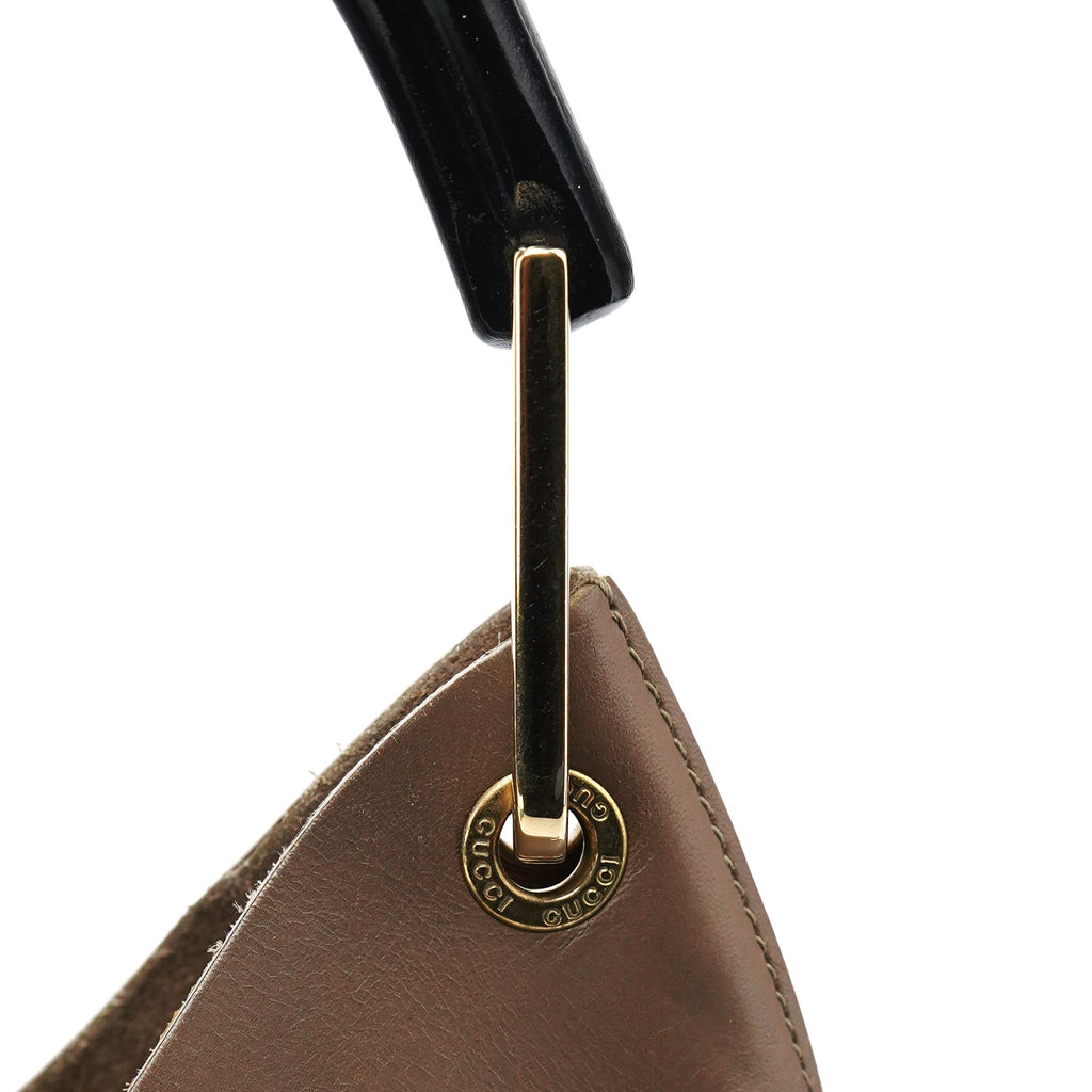 Light Brown Leather Bamboo Shoulder Bag