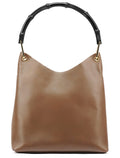 Light Brown Leather Bamboo Shoulder Bag