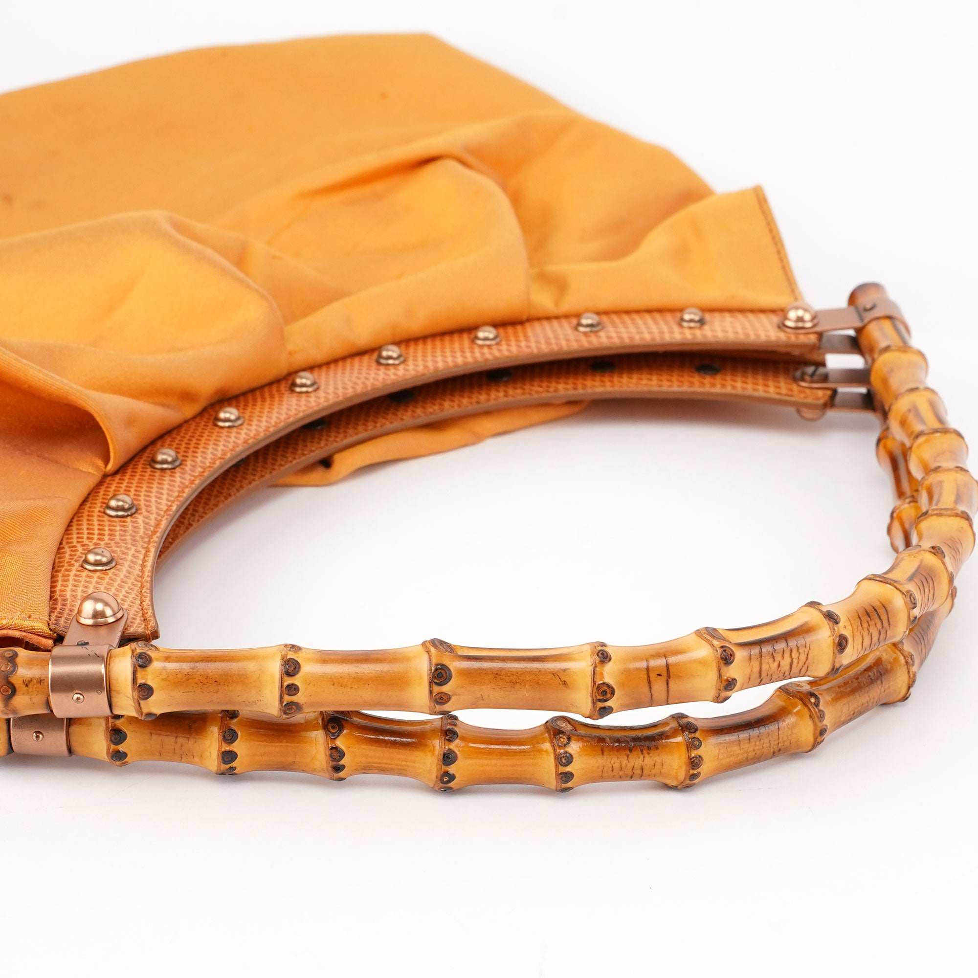 Light Brown Satin Bamboo Shoulder Bag