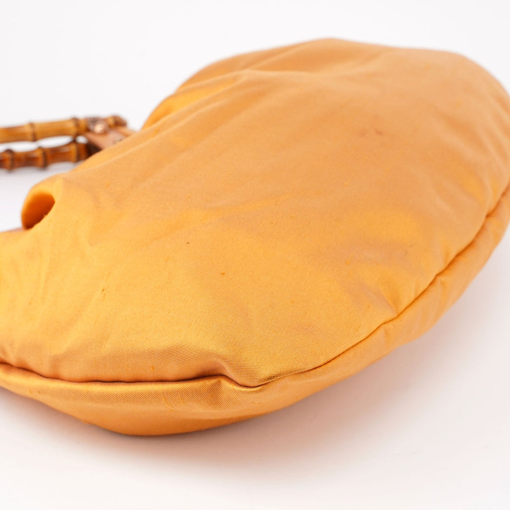 Light Brown Satin Bamboo Shoulder Bag