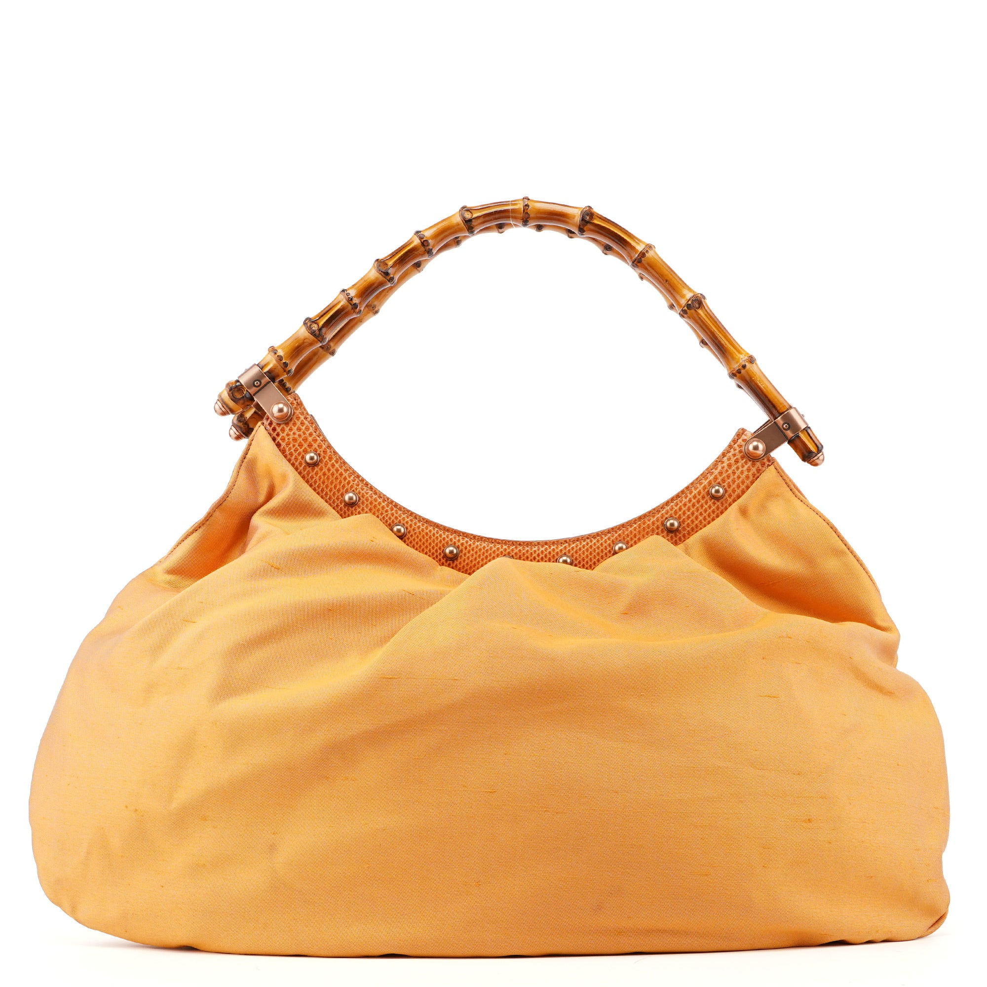 Light Brown Satin Bamboo Shoulder Bag
