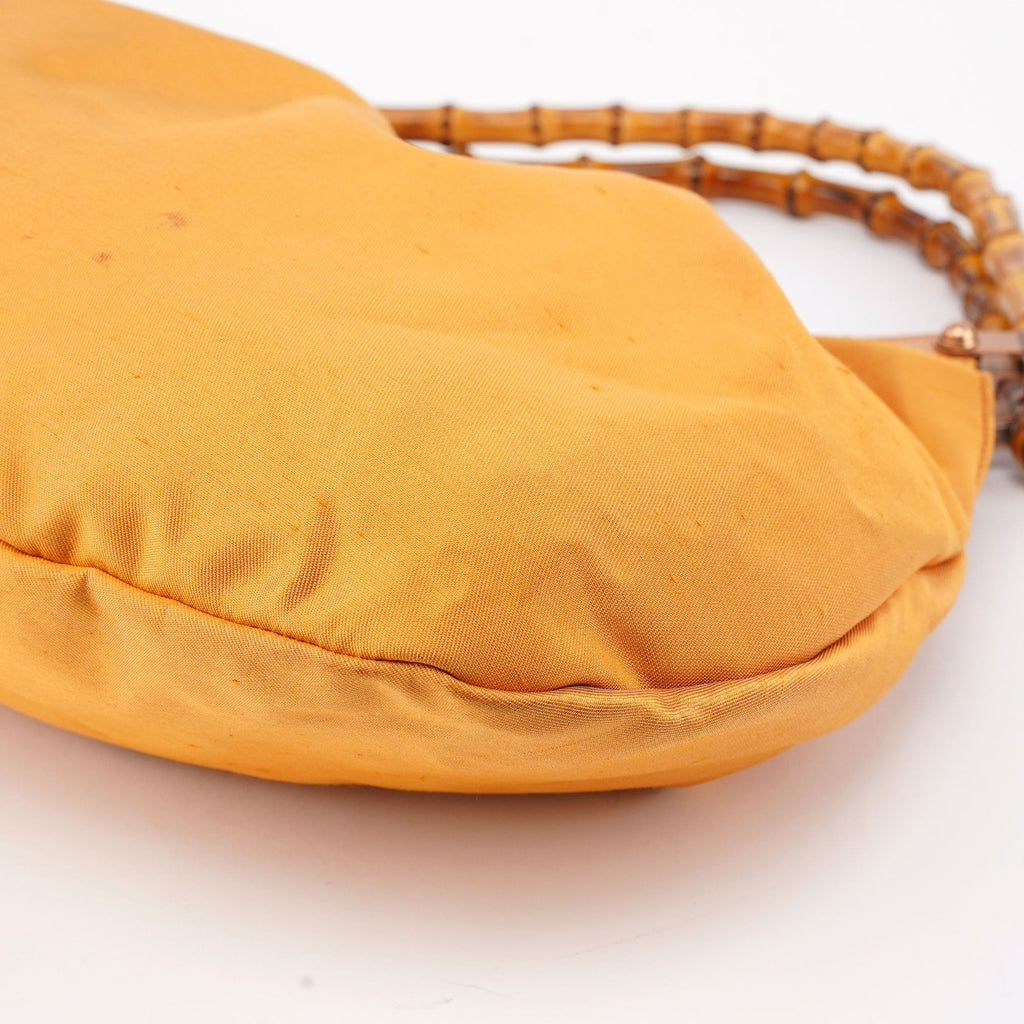 Light Brown Satin Bamboo Shoulder Bag