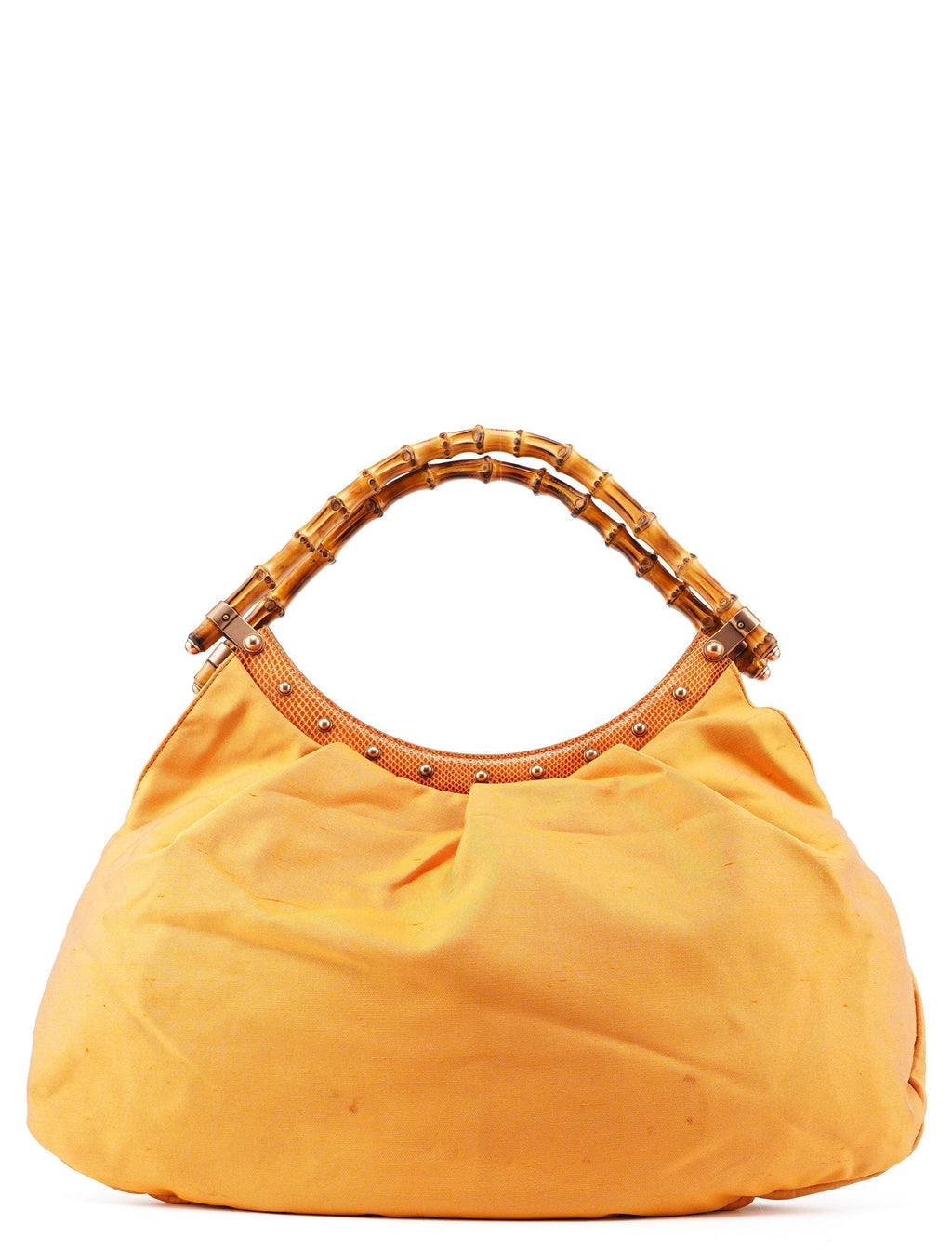 Light Brown Satin Bamboo Shoulder Bag