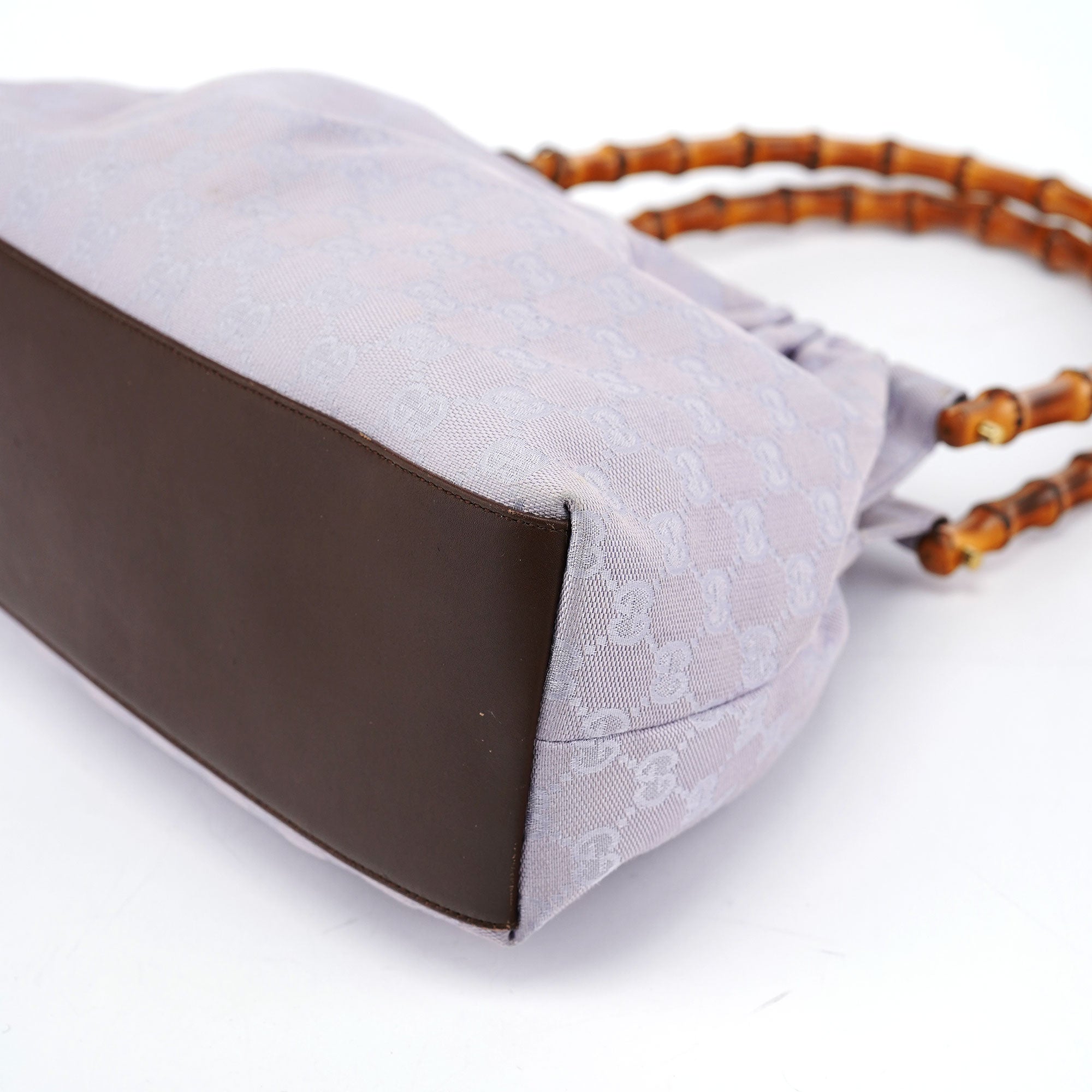 Lilac GG Bamboo Dual Handle Shoulder Bag