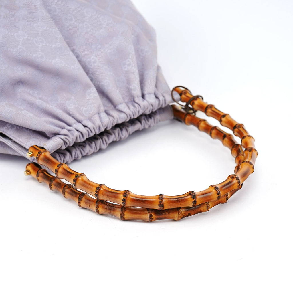 Lilac GG Bamboo Dual Handle Shoulder Bag