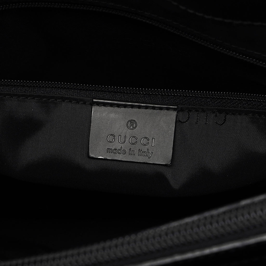Matte Black Leather Bamboo Tote Bag