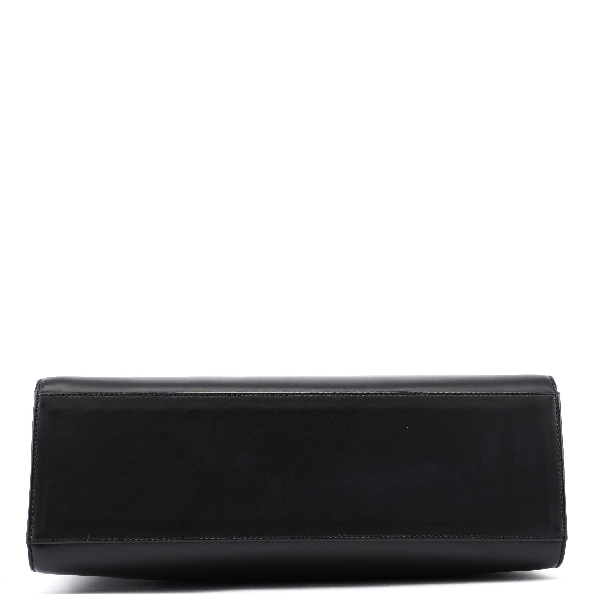 Matte Black Leather Bamboo Tote Bag